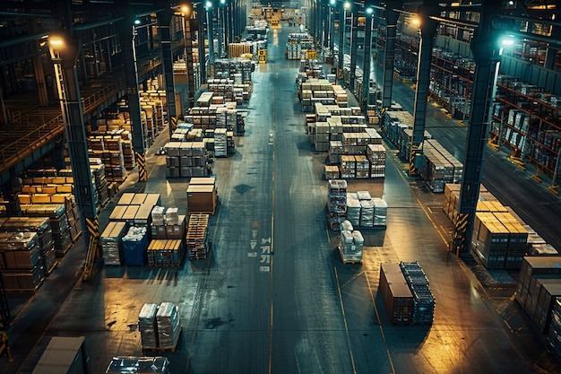 An Expansive Warehouse Featuring A Variety Of Boxes And Shelves, Illustrating A Well-Arranged Storage Area, Is Crucial For Efficient Land Transport Services.
