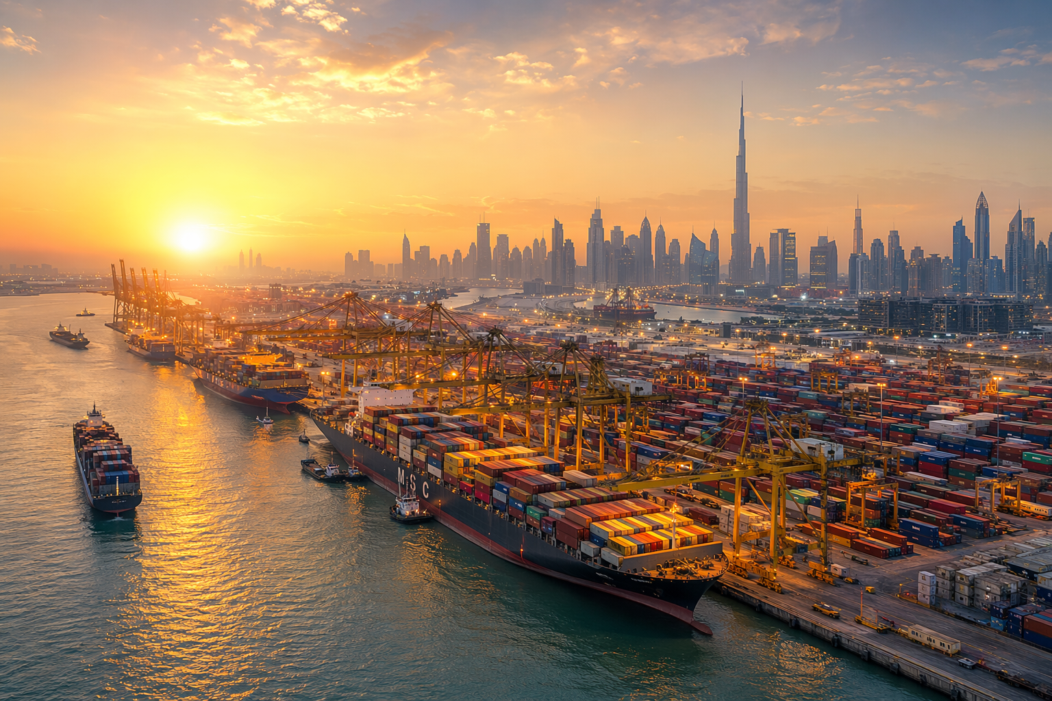 Customs clearance dubai 3 Global Cargo Ships At Dubai Harbor